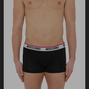 Moschino Logo Band Cotton Boxer Briefs Black Small